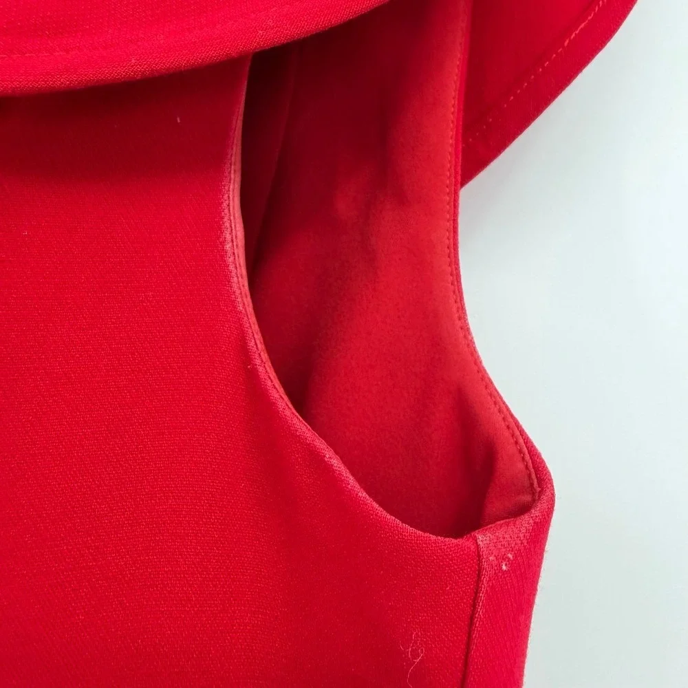 Black Halo Womens Size 8 Jumpsuit Red Ruffle Shoulder Formal Cocktail City Sleek